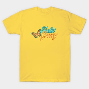 Retro Butterfly | FEELIN' GROOVY| Vintage Look Yellow 70s T-Shirt